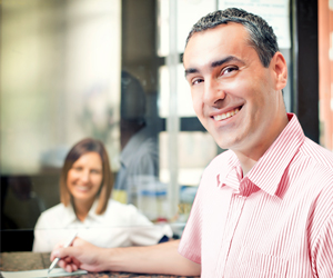 man smiling at the camera